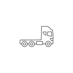 cargo, haulage, shipping truck icon in flat black line style, isolated on white background