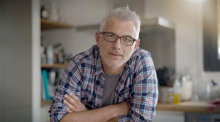 portrait of a 40 year old man wearing glasses