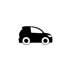 Eco transport icon, eco green car symbol in solid black flat shape glyph icon, isolated on white background 
