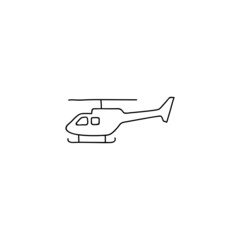 army helicopter icon, military helicopter symbol in flat black line style, isolated on white background