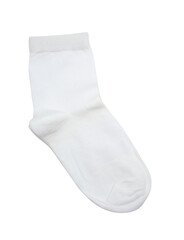 White short socks isolated on white background. Children's or women's Blank pair of cotton socks. Mockup for design and branding.