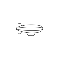 blimp icon, vintage zeppelin symbol in flat black line style, isolated on white background