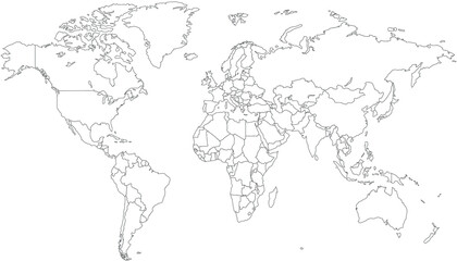 World map. Silhouette map.	
