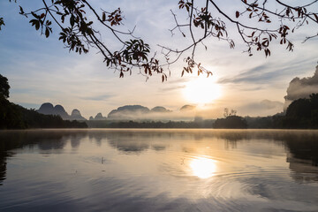 Ban Nong Thale the natural scenery of the sunshine in the morning.