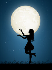 woman takes the moon