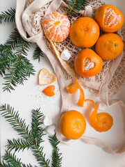 Christmas decoration with oranges and tangerines