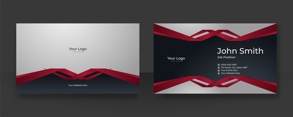 Modern black and red business card design template