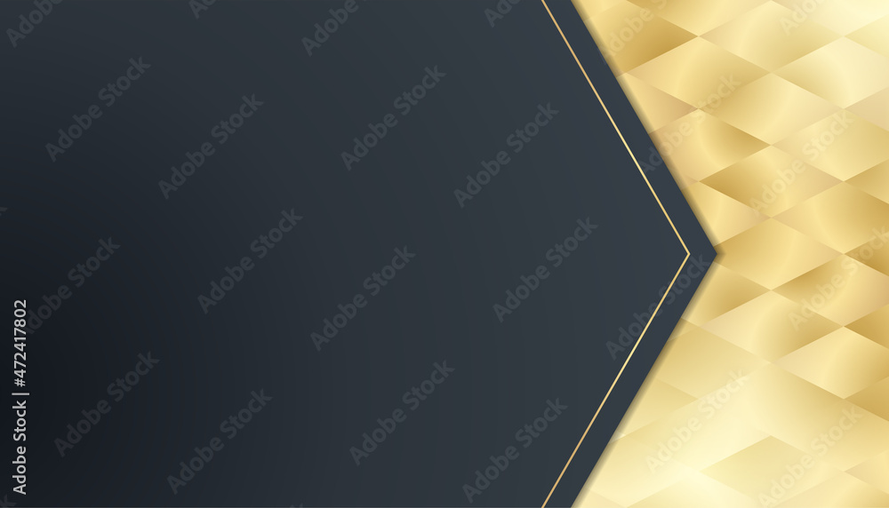 Poster Abstract luxurious black gold background. Modern dark banner template vector with geometric shape patterns . Futuristic digital graphic design