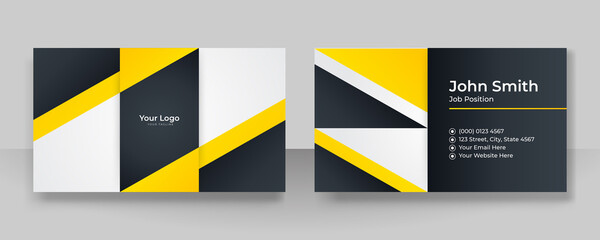 Modern elegant black yellow business card design. Creative and clean business card template.
