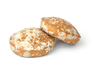 Close up of two cookies.