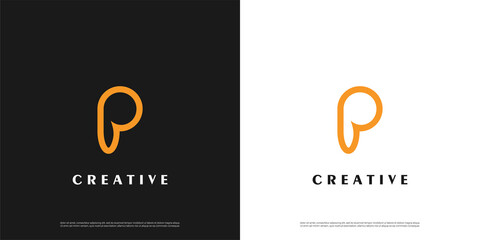 Letter P logo icon line design template elements	