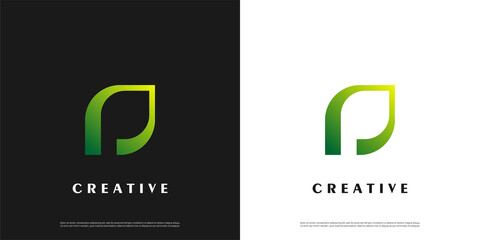 Letter P logo icon green design template elements	
