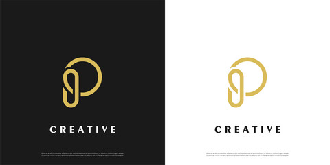 Letter P logo icon line design template elements	