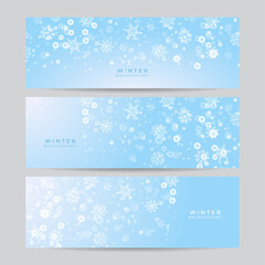 Fototapeta na wymiar Christmas blue background with snow. Christmas card with snowflake border vector illustration.