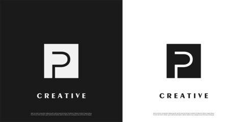 Letter P logo icon line design template elements	