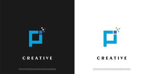 Letter P logo icon data design template elements	