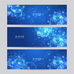 Fototapeta na wymiar Christmas blue banner background with snow. Christmas card with snowflake border vector illustration.