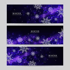 Christmas dark blue background with snow. Christmas card with snowflake border vector illustration.