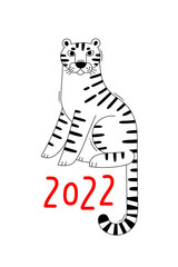 The Tiger is the Zodiac Symbol of the 2022 New Year. Vector illustration - 472420255