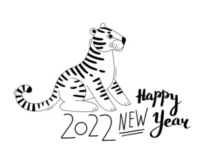 The Tiger is the Zodiac Symbol of the 2022 New Year. Vector illustration - 472420639
