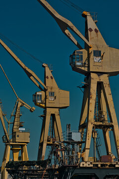 Kr&auml;ne im Hafen Swinem&uuml;nde
