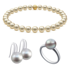 Jewelry accessories realistic set isolated on white