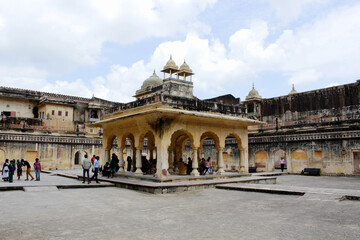 Fototapeta na wymiar Zanani Deorhi. Baradari pavilion at Man Singh I Palace Square. Amber fort. Jaipur, India