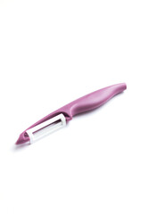 Peeler. Manual vegetable cutter white background. Peeler isolate.