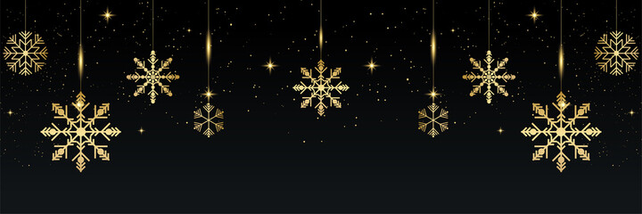 Winter Christmas banner with snowflakes. Merry Christmas and Happy New Year 2022 greeting banner. Horizontal new year background, headers, posters, cards, website. Vector illustration