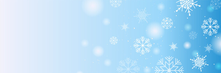 Fototapeta na wymiar Winter Christmas banner with snowflakes. Merry Christmas and Happy New Year 2022 greeting banner. Horizontal new year background, headers, posters, cards, website. Vector illustration
