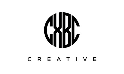 Letters CXBC creative circle logo design vector, 4 letters logo