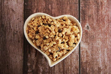 dry sweet granola with chocolate pieces