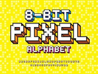 pixel style font with uppercase, numbers and symbol