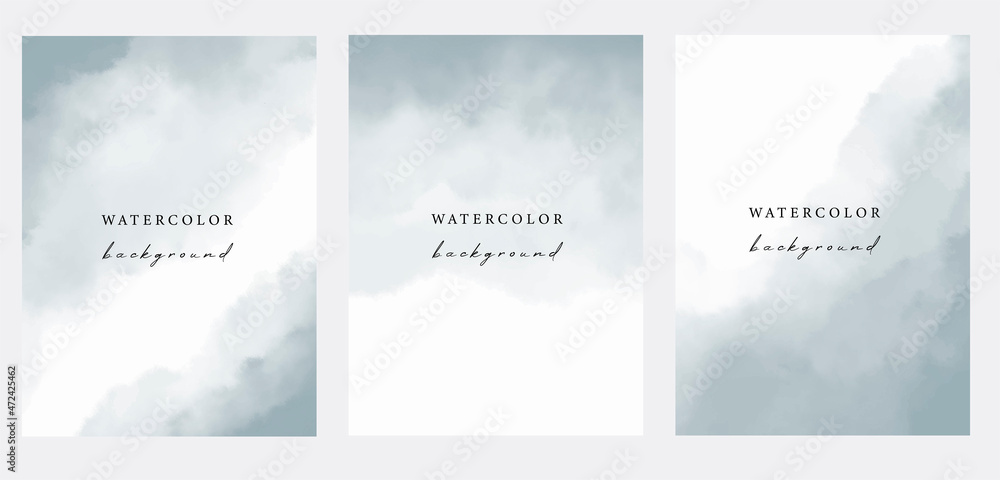 Wall mural set of vector watercolour universal backgrounds with copy space for text