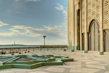 Hassan II Mosque, Casablanca, HDR Image - obrazy, fototapety, plakaty
