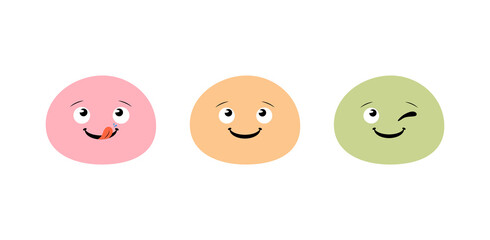 Happy Cartoon Mochi Illustration Isolated.