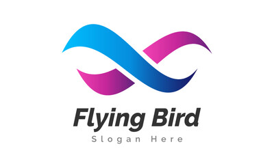 Infinity Bird Fly Logo Design Vector Icon Symbol Illustration.
