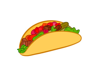 Taco Colorful Illustration isolated.