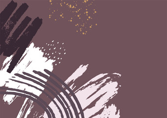 Abstract colorful background with brush strokes and doodles.