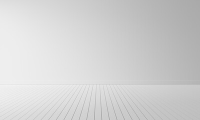 Empty room with white wooden floor or desktop background. Table top for advertising and copy space. Architecture and interior concept. 3D illustration rendering