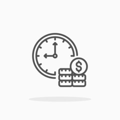 Time is Money icon. Editable Stroke and pixel perfect. Outline style. Vector illustration. Enjoy this icon for your project.