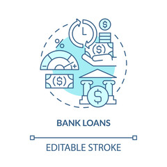 Bank loans getting concept icon. Getting money for business development. Financing startup boost abstract idea thin line illustration. Vector isolated outline color drawing. Editable stroke