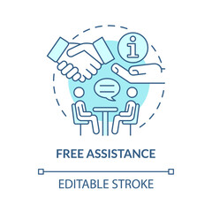Free assistance startup concept icon. Startup development. Small business launching and growing support abstract idea thin line illustration. Vector isolated outline color drawing. Editable stroke