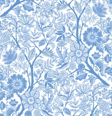 Tapeten Vintage Blumen Nahtloses Muster. Fantasieblumen im Retro-, Vintage-Stil. Element für Design. Vektor-Illustration.