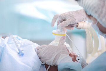 General anesthesia before surgery. Medical anesthesia. Preparing for surgery. Life saving. The...
