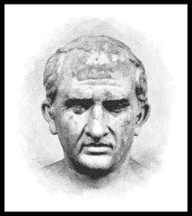 Pencil sketch drawing of the Marcus Tullius Cicero, roman statesman, lawyer, scholar, philosopher. (106 BC – 43 BC). Poster, Wall Decoration, Postcard, Banner, Brochure, Background. Vector Pattern.