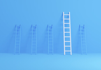 Four blue ladder and one big white ladder. Leadership and success concept. 3d rendering illustration. © Михаил Богданов