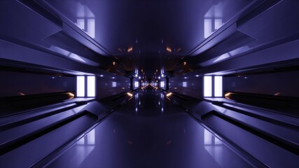3d illustration of 4K UHD glowing futuristic corridor