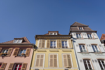 Fototapeta na wymiar Facade of half timbered houses in Colmar, France