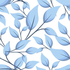 sprig pattern with sharp leaves. tropical blue leaf vector icon for web design, folklore and folk print